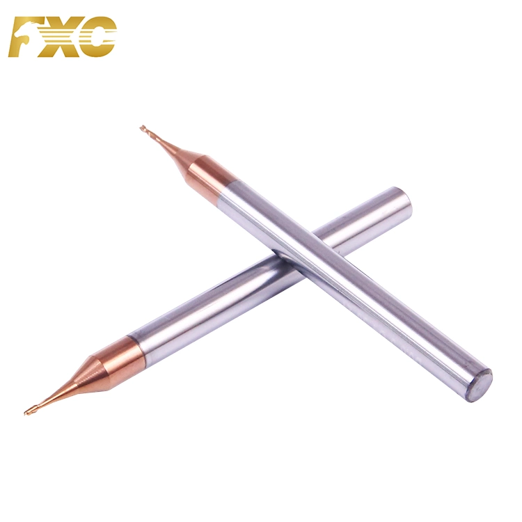 HRC55carbide Micro 0.8mm Long Neck End Mill 2 Flute for Steel Customized Tools