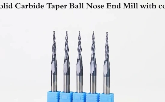 Tungsten Solid Carbide Coated 2 Flute Tapered Taper Ball Nose End Mill Cone Type Milling Cutter for Wood